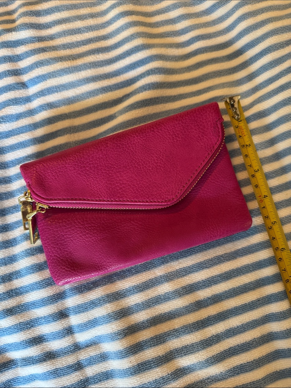 Women’s Hot Pink Fold-Over Leather Clutch